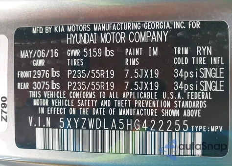 2017 Hyundai Santa Fe Sport 2.0T Ultimate из США, поврежденный, VIN 5XYZWDLA5HG422255